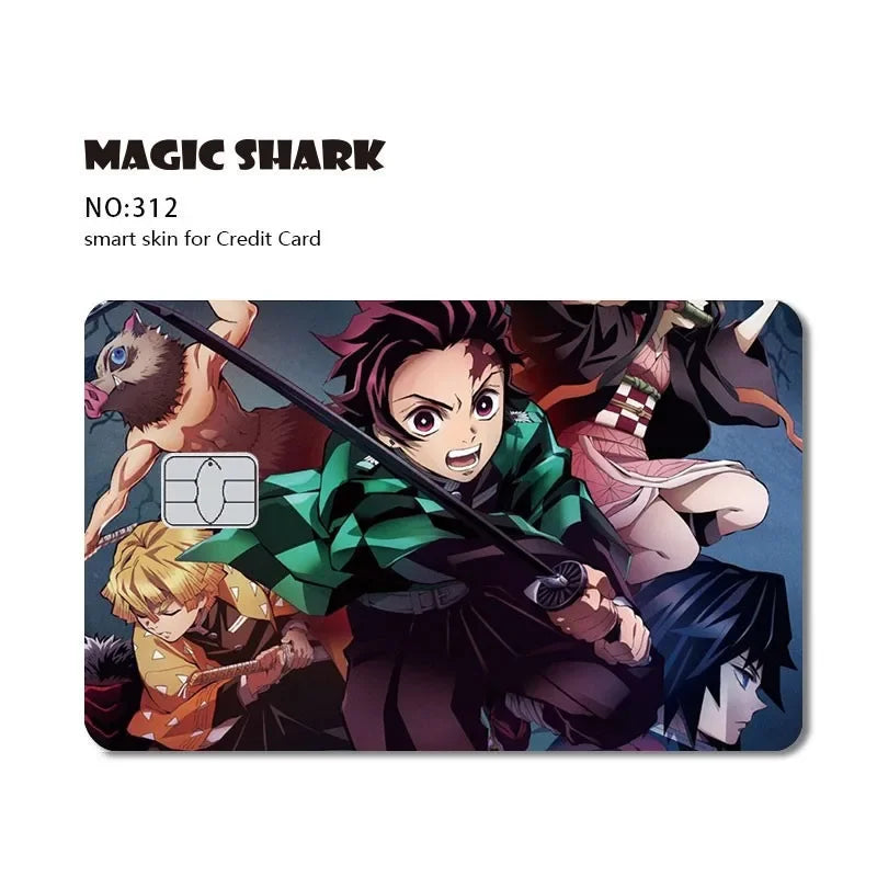 2024 Hot Anime Demon Slayer PVC Matte Sticker Film Skin Large Small No Chip for Bus Card Credit Debit Bank Card