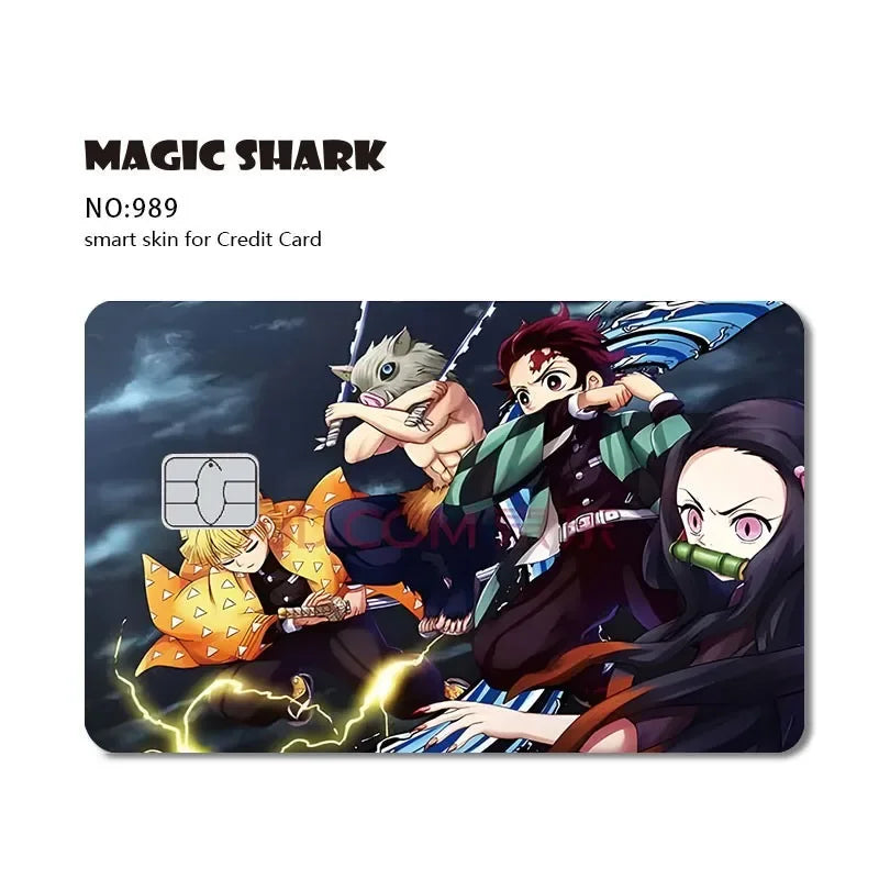 2024 Hot Anime Demon Slayer PVC Matte Sticker Film Skin Large Small No Chip for Bus Card Credit Debit Bank Card