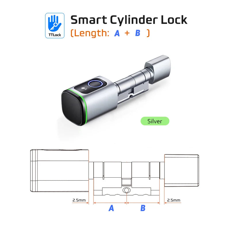 Euro Tuya TTLock APP Fingerprint RFID Card DIY Cylinder Lock Biometric Electronic Smart Door Lock Digital Keyless Replace