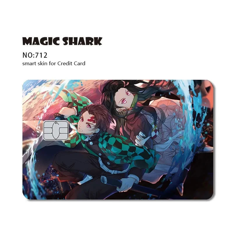 2024 Hot Anime Demon Slayer PVC Matte Sticker Film Skin Large Small No Chip for Bus Card Credit Debit Bank Card