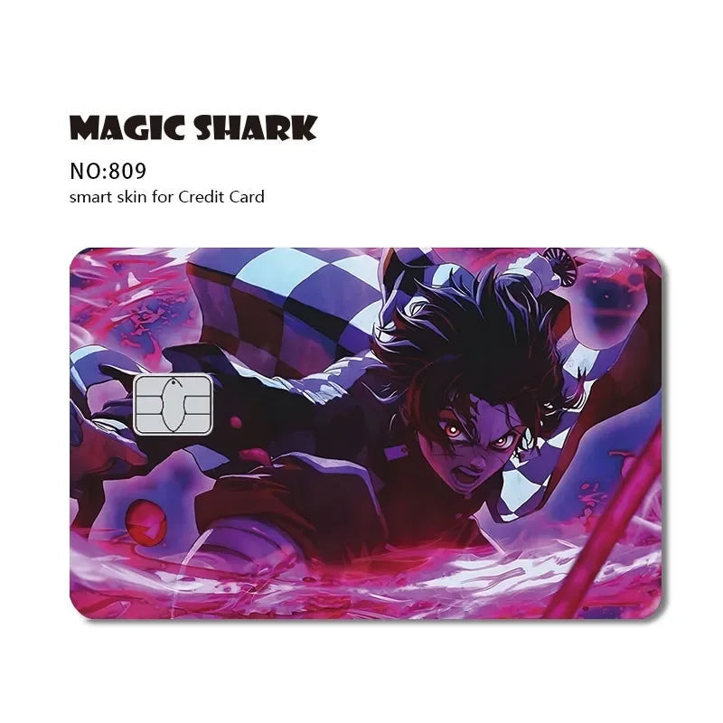 2024 Hot Anime Demon Slayer PVC Matte Sticker Film Skin Large Small No Chip for Bus Card Credit Debit Bank Card