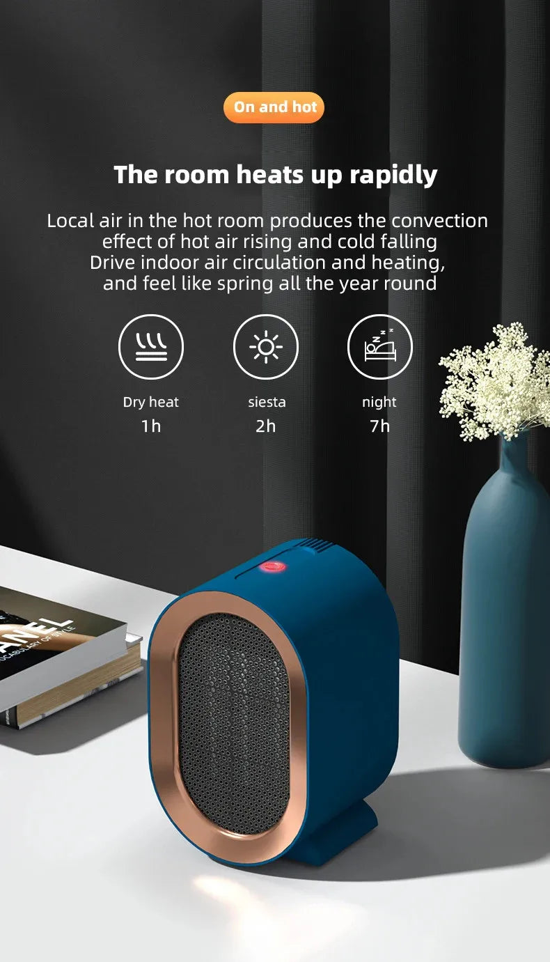 1200W Electric Heater Portable Desktop Fan Heater Heating Warm Air Blower Mini Radiator Home Office Warmer Machine for Winter