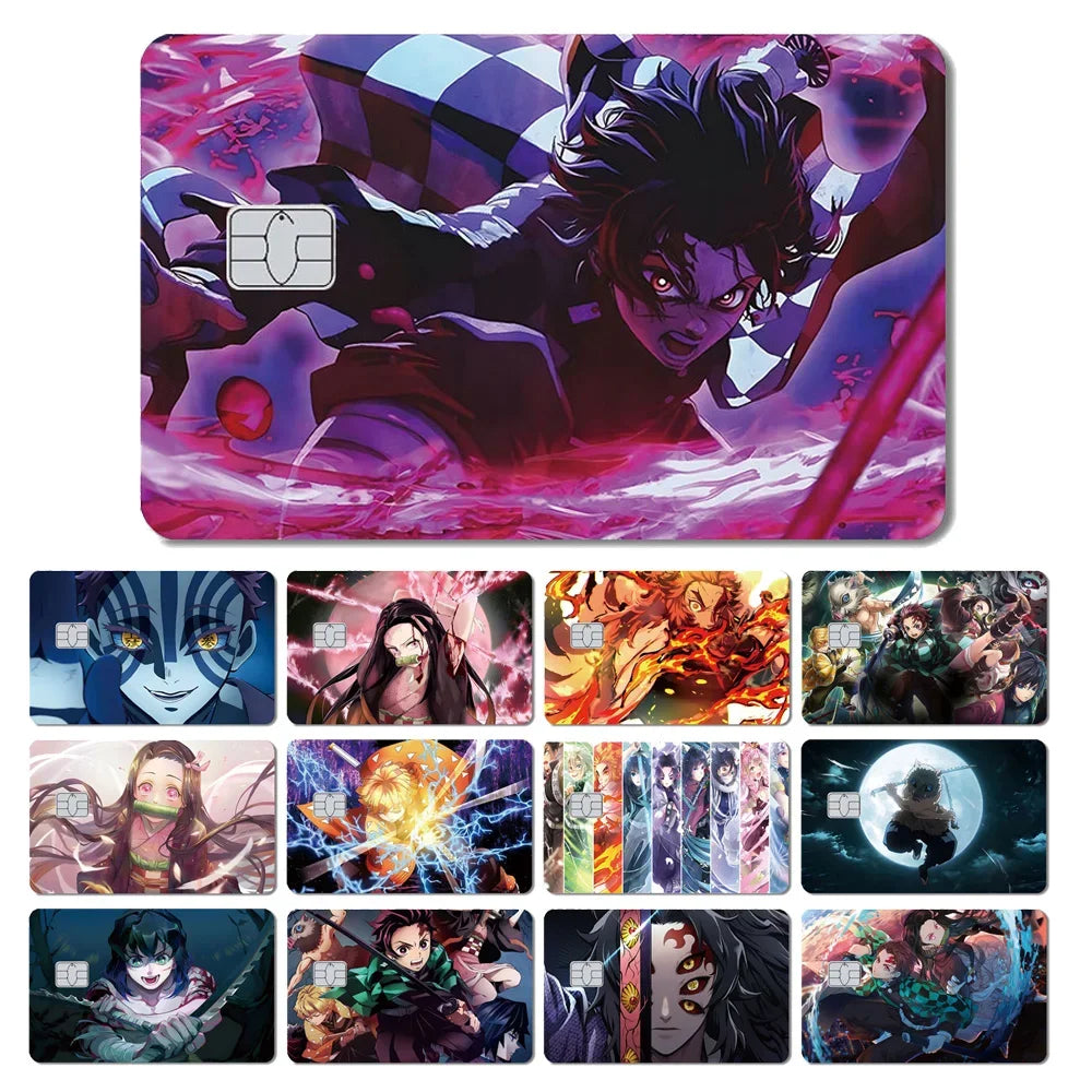 2024 Hot Anime Demon Slayer PVC Matte Sticker Film Skin Large Small No Chip for Bus Card Credit Debit Bank Card