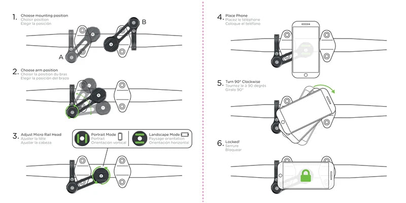 Phone Mount for Motorcycle Cell IPhone Holder ScooterTelephone Stand Quick Lock Support Universal Moto Bracket With Adapter