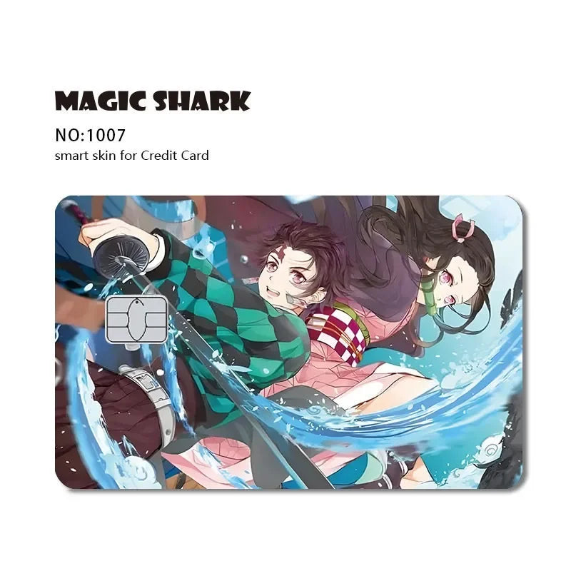 2024 Hot Anime Demon Slayer PVC Matte Sticker Film Skin Large Small No Chip for Bus Card Credit Debit Bank Card