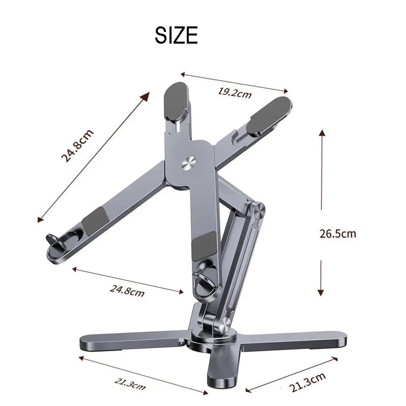 Foldable Laptop Stand 360°Rotation Notebook Table Adjustable Aluminum Alloy Holder Portable X Type Bracket for 10-17 inch Laptop