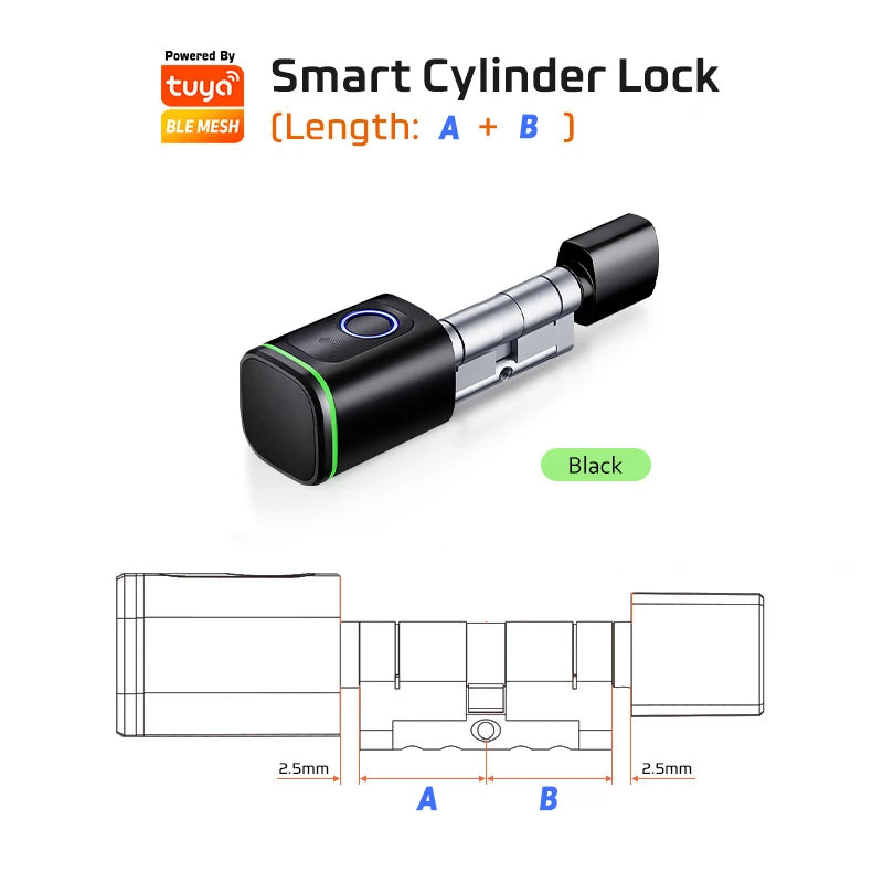 Euro Tuya TTLock APP Fingerprint RFID Card DIY Cylinder Lock Biometric Electronic Smart Door Lock Digital Keyless Replace