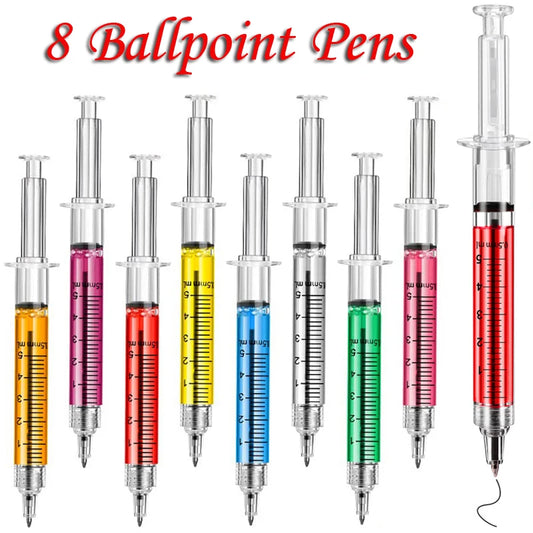 8Pcs Novelty Syringe Ballpoint Pens Cute Stationery  nurse pen  Ballpoint Pen 0.5mm Ballpen