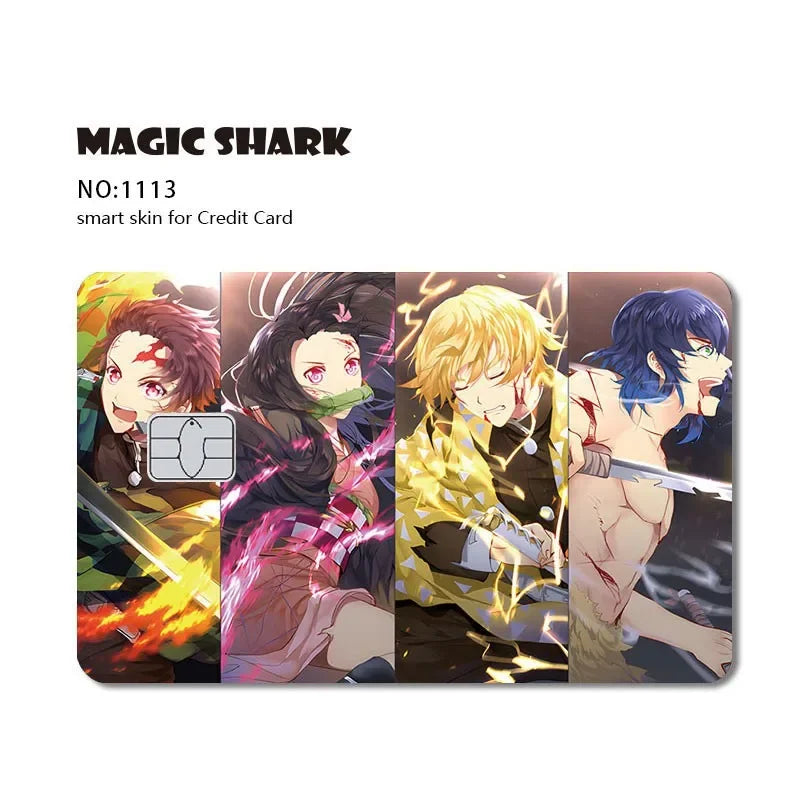 2024 Hot Anime Demon Slayer PVC Matte Sticker Film Skin Large Small No Chip for Bus Card Credit Debit Bank Card