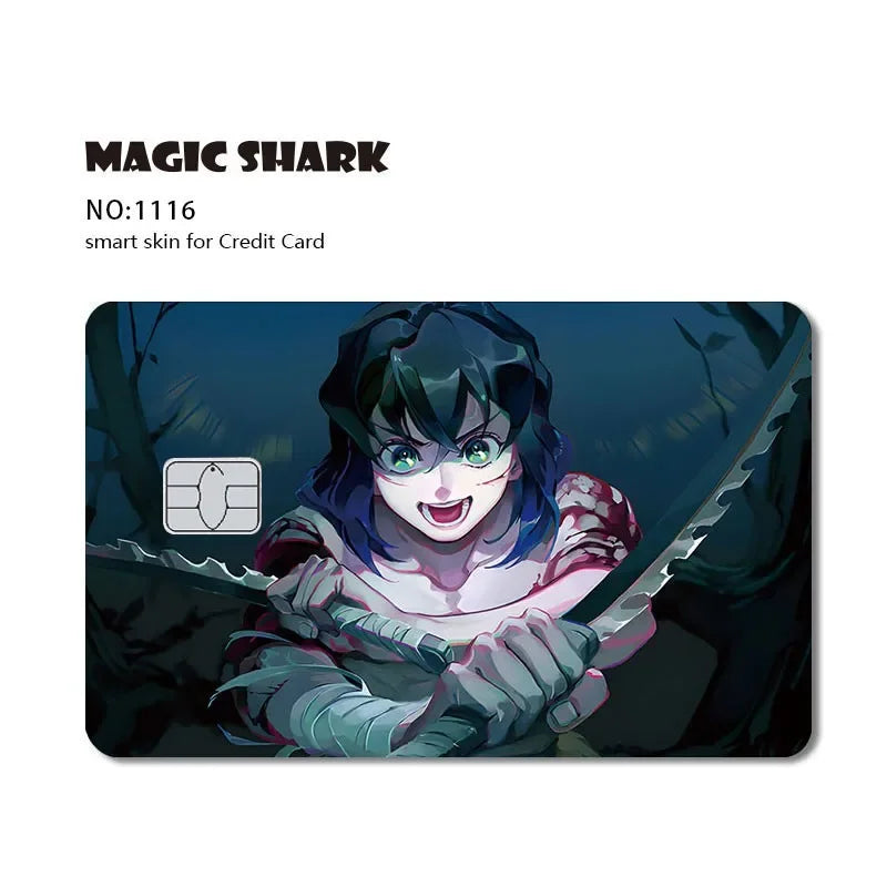 2024 Hot Anime Demon Slayer PVC Matte Sticker Film Skin Large Small No Chip for Bus Card Credit Debit Bank Card