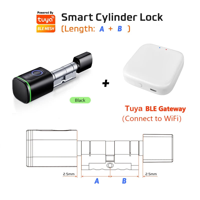 Euro Tuya TTLock APP Fingerprint RFID Card DIY Cylinder Lock Biometric Electronic Smart Door Lock Digital Keyless Replace