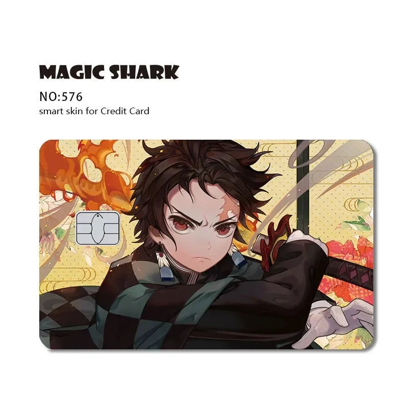 2024 Hot Anime Demon Slayer PVC Matte Sticker Film Skin Large Small No Chip for Bus Card Credit Debit Bank Card