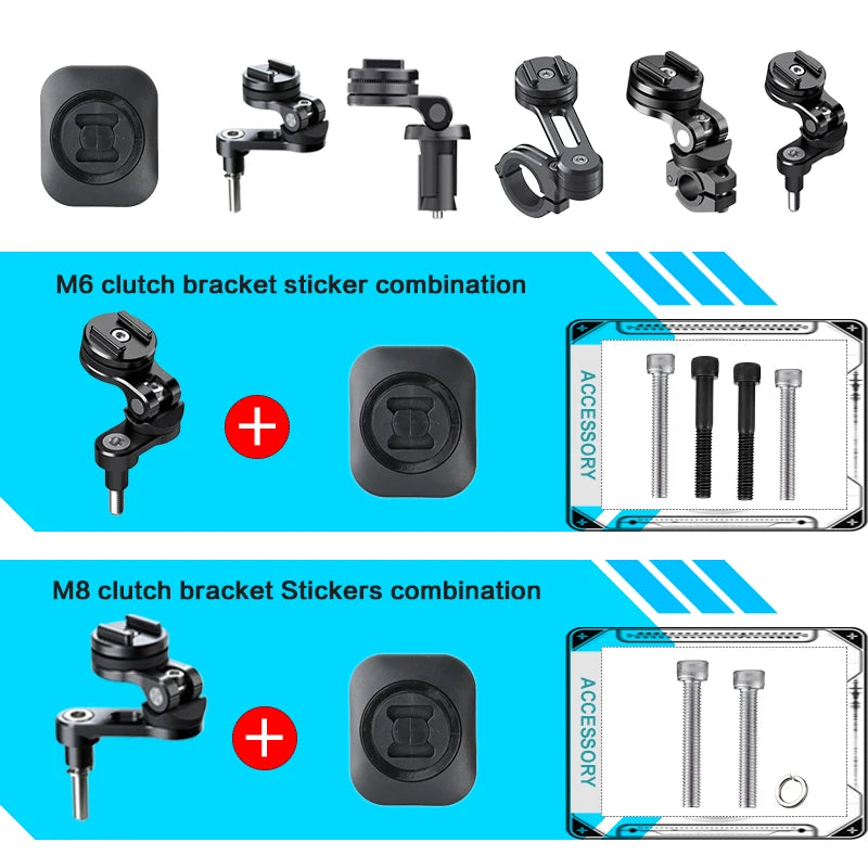 Phone Mount for Motorcycle Cell IPhone Holder ScooterTelephone Stand Quick Lock Support Universal Moto Bracket With Adapter