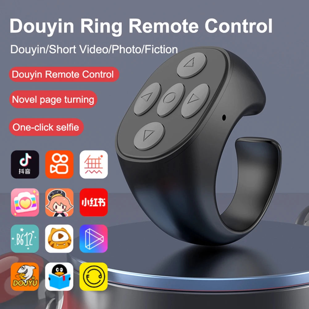 2024 New Wireless Bluetooth Mobile Selfie Lazy Artifac Photo Turn Page Controller Tiktok Remote Control Ring Controller