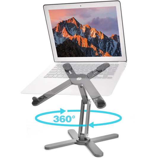 Foldable Laptop Stand 360°Rotation Notebook Table Adjustable Aluminum Alloy Holder Portable X Type Bracket for 10-17 inch Laptop