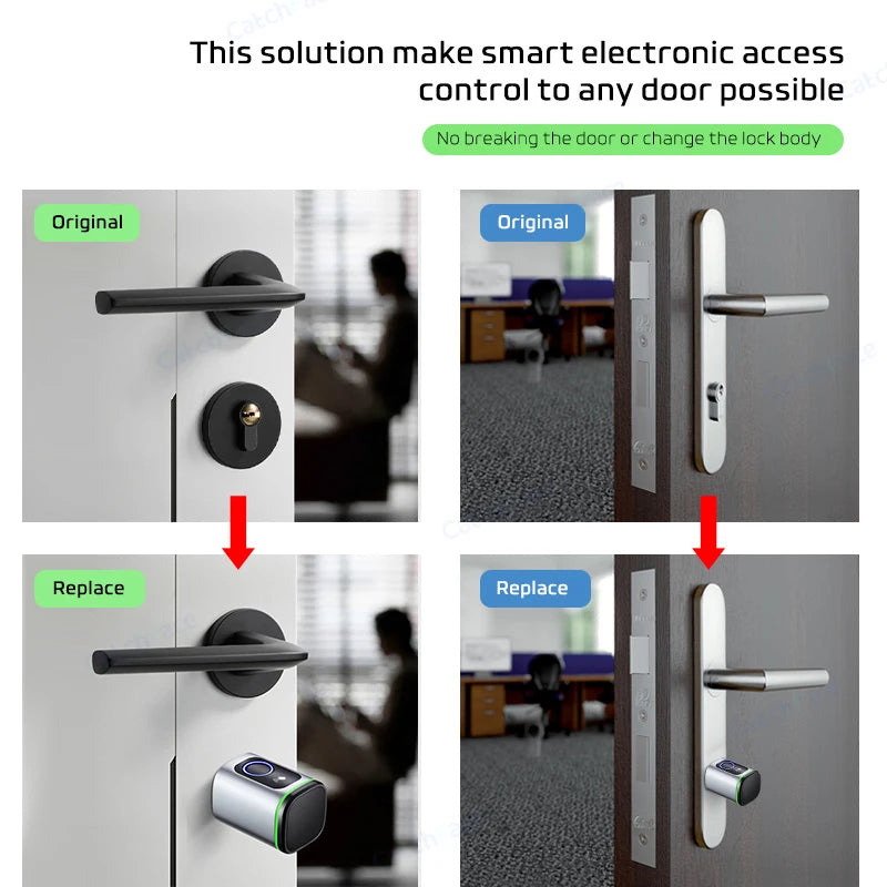 Euro Tuya TTLock APP Fingerprint RFID Card DIY Cylinder Lock Biometric Electronic Smart Door Lock Digital Keyless Replace