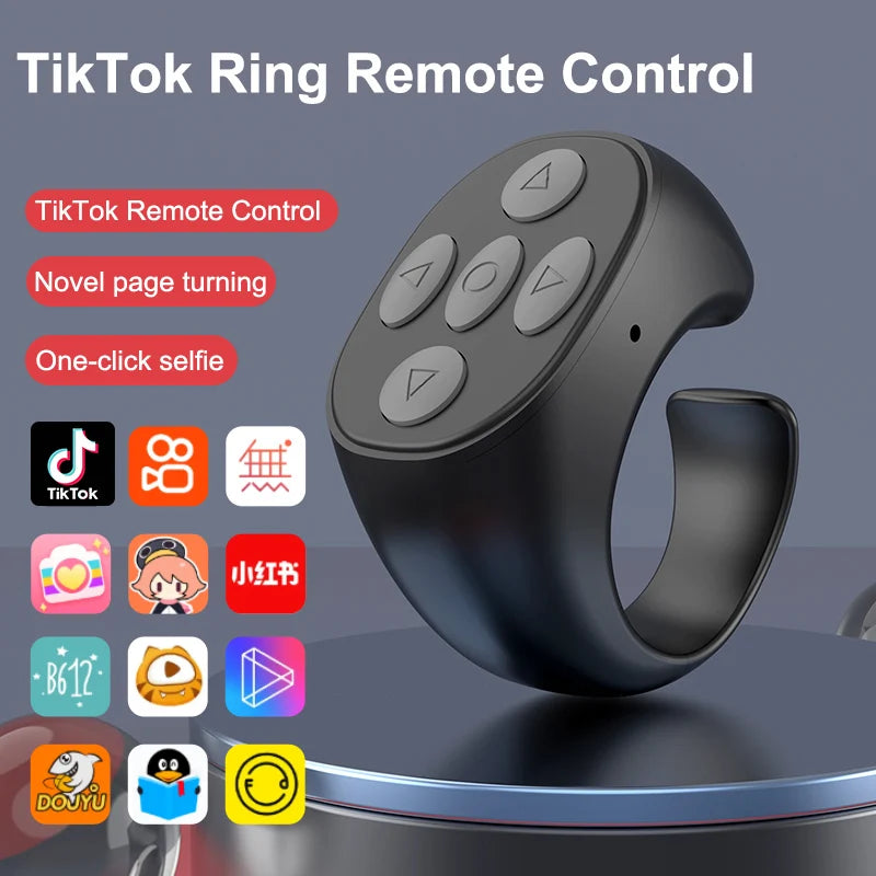 2024 New Wireless Bluetooth Mobile Selfie Lazy Artifac Photo Turn Page Controller Tiktok Remote Control Ring Controller