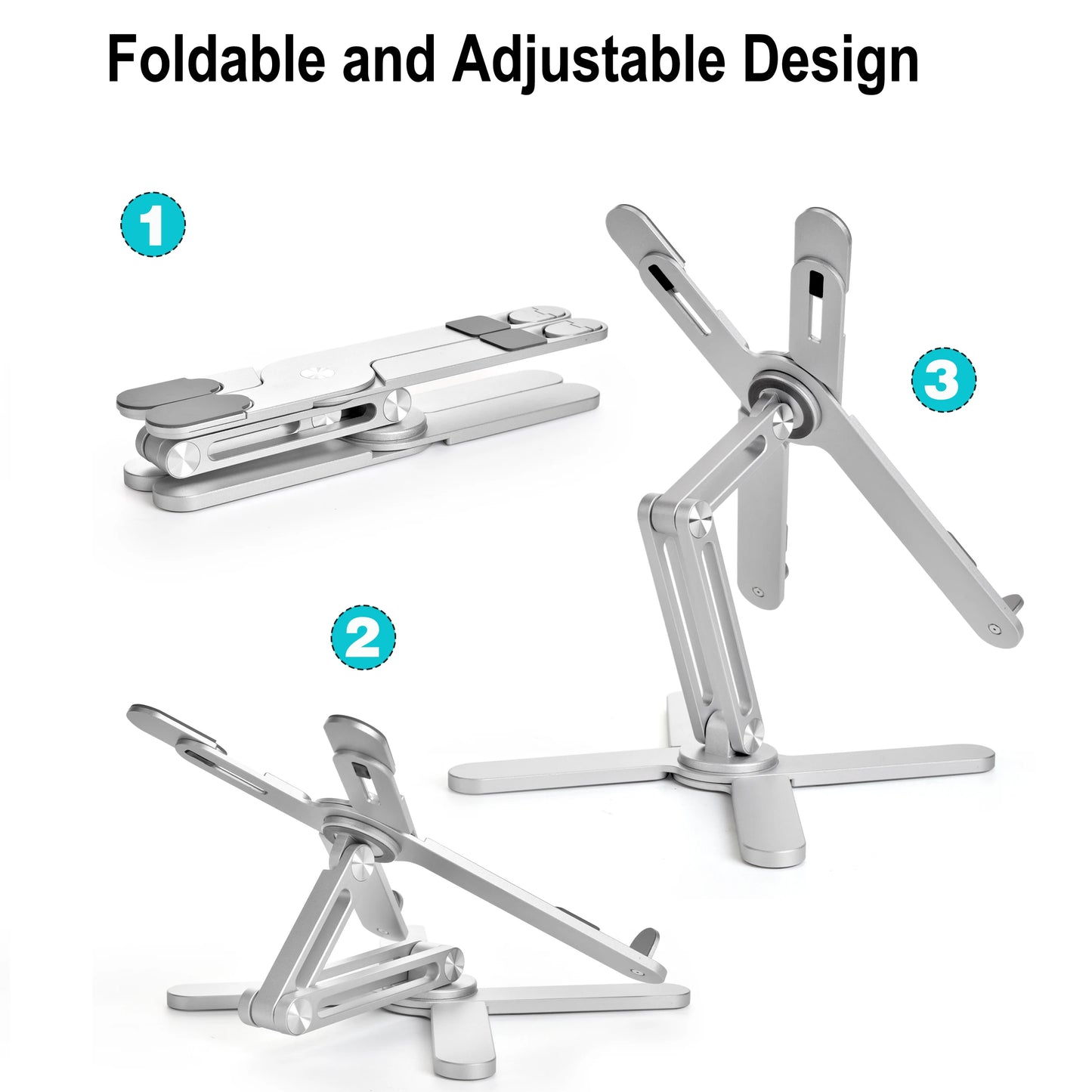 Foldable Laptop Stand 360°Rotation Notebook Table Adjustable Aluminum Alloy Holder Portable X Type Bracket for 10-17 inch Laptop