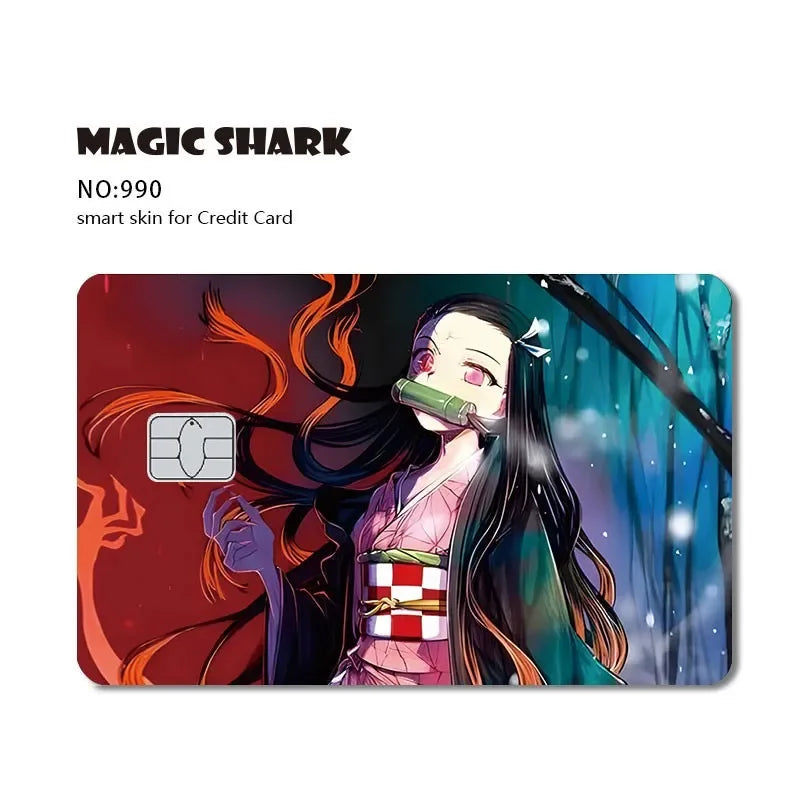 2024 Hot Anime Demon Slayer PVC Matte Sticker Film Skin Large Small No Chip for Bus Card Credit Debit Bank Card