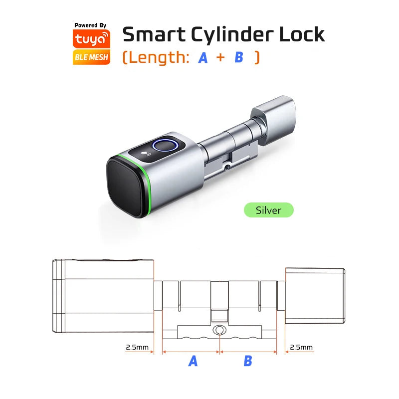 Euro Tuya TTLock APP Fingerprint RFID Card DIY Cylinder Lock Biometric Electronic Smart Door Lock Digital Keyless Replace