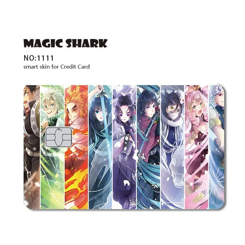 2024 Hot Anime Demon Slayer PVC Matte Sticker Film Skin Large Small No Chip for Bus Card Credit Debit Bank Card