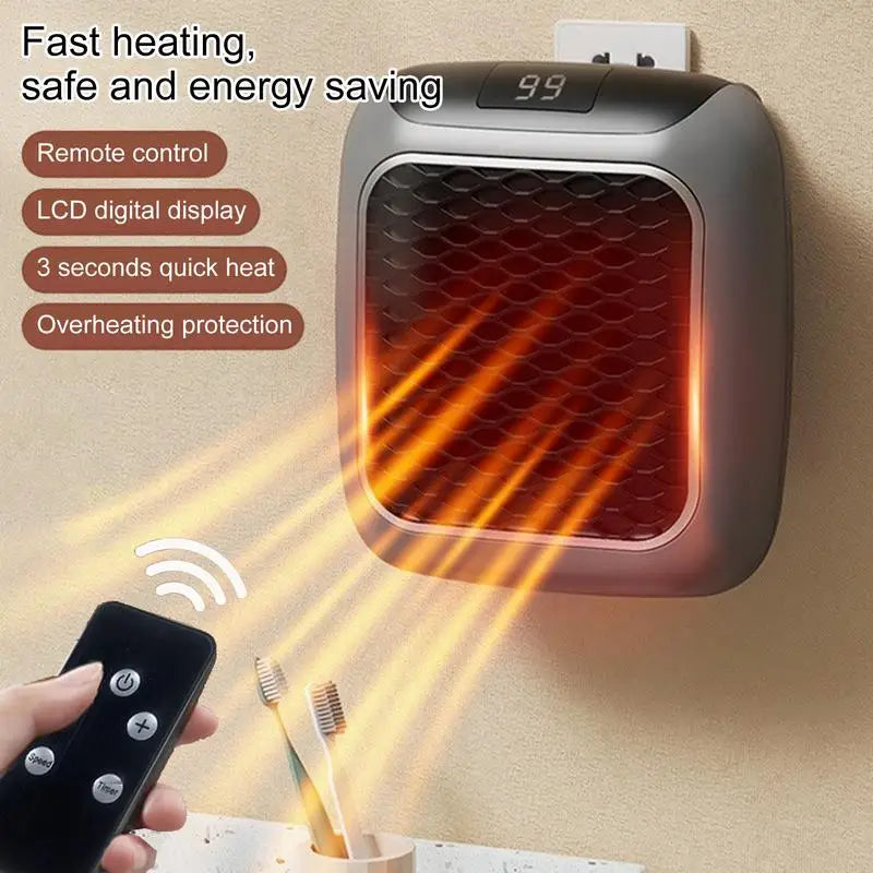 800W Remote Control Reusable Hand Warmer Bedroom Living Room Electric Hand Heater Wall Mount Bathroom Space Heater EU US Plug