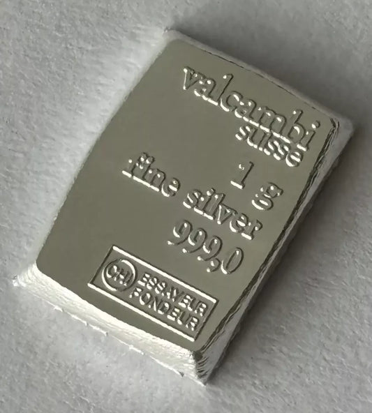 1g SILVER BAR - .999 FINE VALCAMBI SUISSE COMBI BAR UK